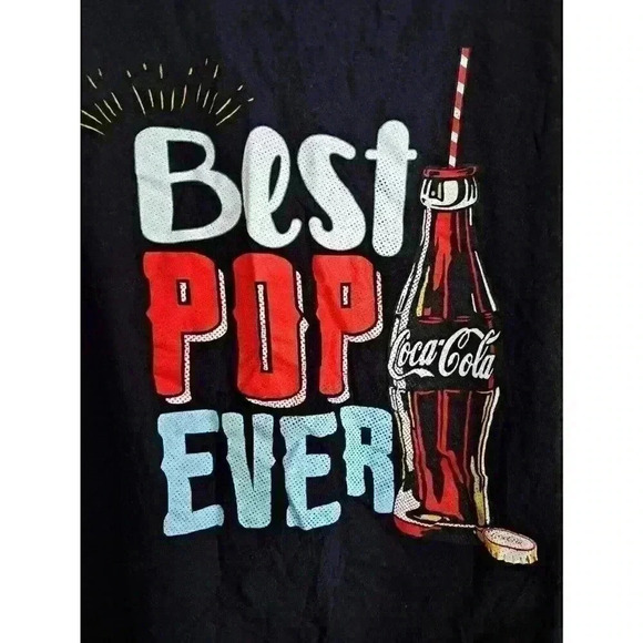 Coca-Cola Men's Tee Shirt Black Red Turquoise Best Pop Ever 2XL 100% Cotton - Picture 5 of 6